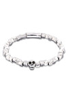 PULSERA ELÁSTICA DE ALEACIÓN DE METALES BAÑADA EN PLATA CON DETALLE DE CALAVERA Pulsera