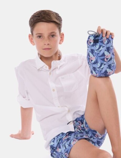 SHORT DE BAÑO ESTAMPADO Azul