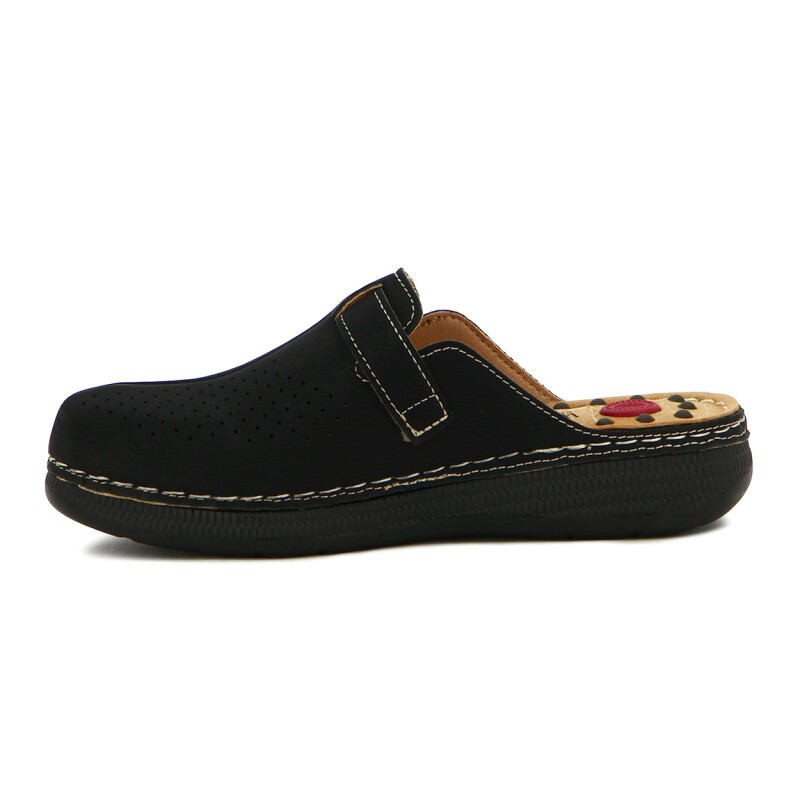 Zuecos Mujer Wonder Confort Con Hebilla Negro