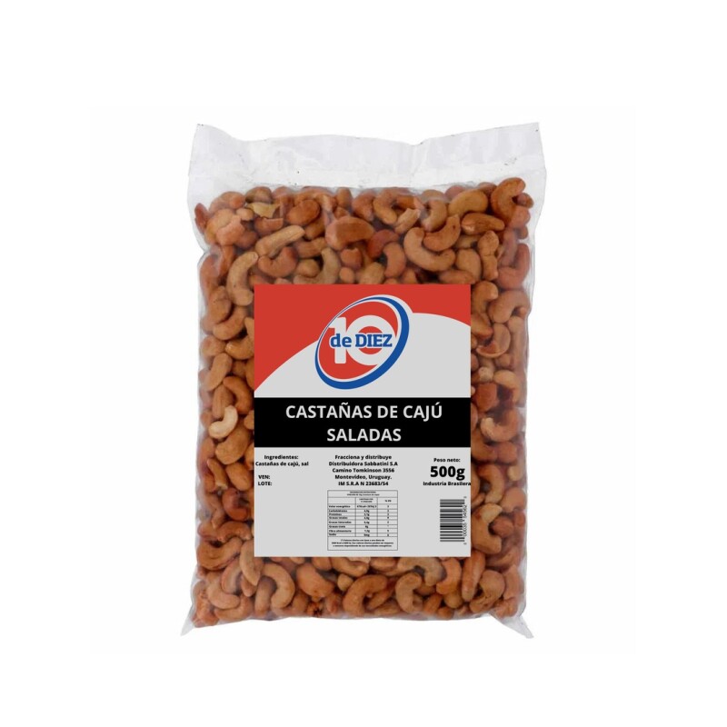 CASTAÑAS DE CAJU 500G CON SAL Castañas De Caju 500g Con Sal