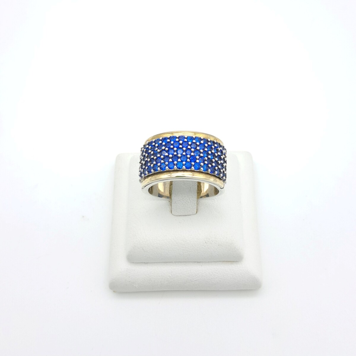 Anillo de plata 925, double en oro 18 ktes y circonias. 