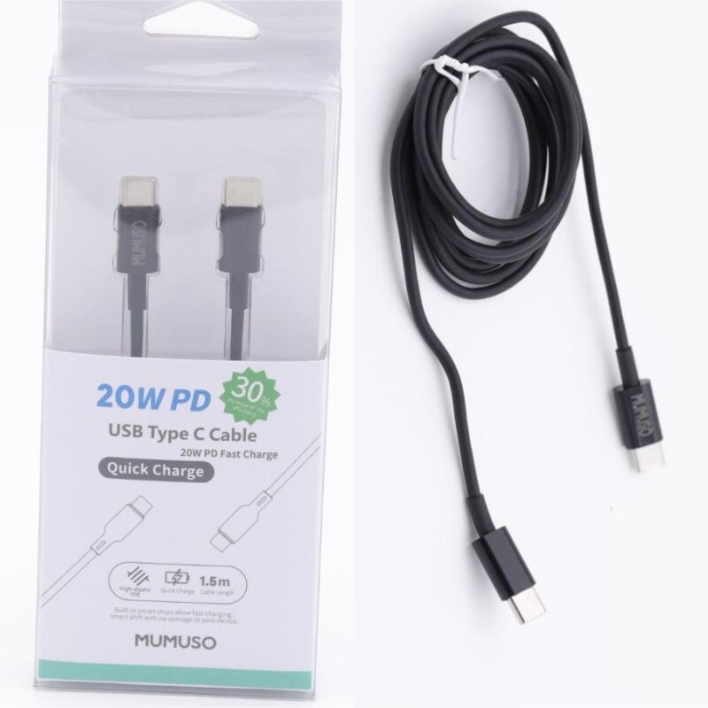 CABLE USB TIPO C (CARGA RÁPIDA PD 20W/NEGRO) CABLE USB TIPO C (CARGA RÁPIDA PD 20W/NEGRO)
