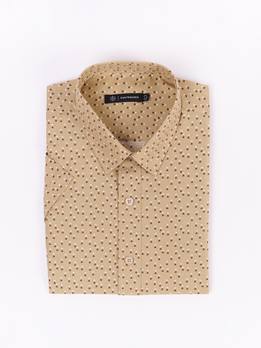 Camisa m/c estampada - beige 