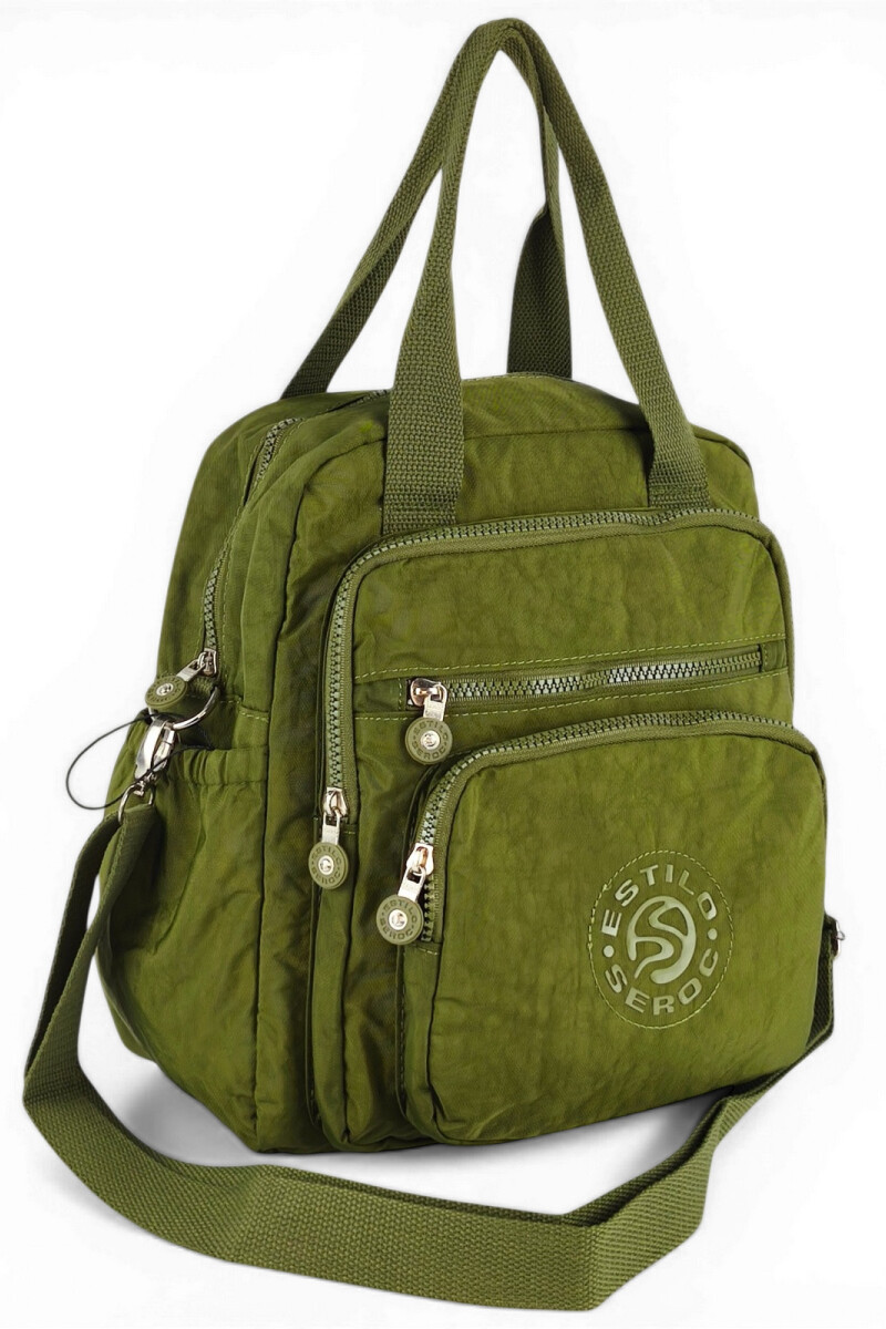 Bolso mochila y morral verde