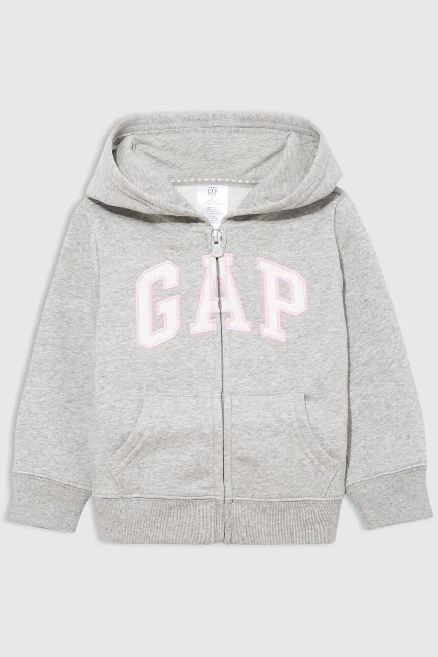 Buzo Canguro Con Cierre Logo Gap Toddler Niña Light Heather Grey B08