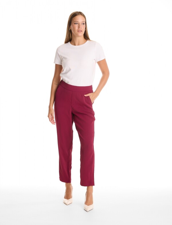 Pantalon Relaxed Fit & Cintura Elástica Posterior BORDEAUX