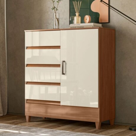 Cómoda 1 Puerta 4 Cajones Claro Línea Fit 2671 Cómoda 1 Puerta 4 Cajones Claro Línea Fit 2671