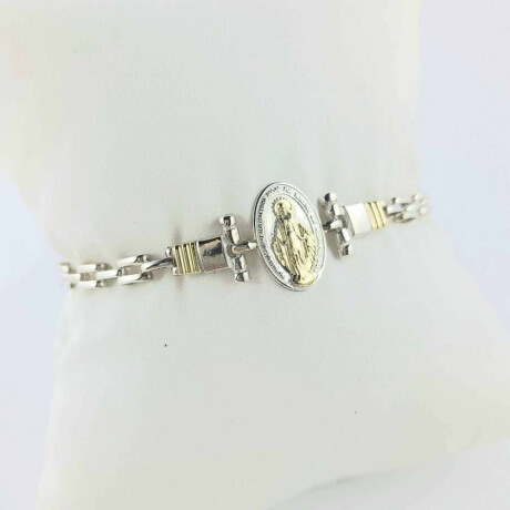 Pulsera religiosa de plata 925 Double En Oro 18 Ktes