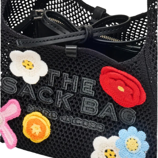 MARC JACOBS - THE DAISY CROCHET MINI SACK BAG Negro Estampado