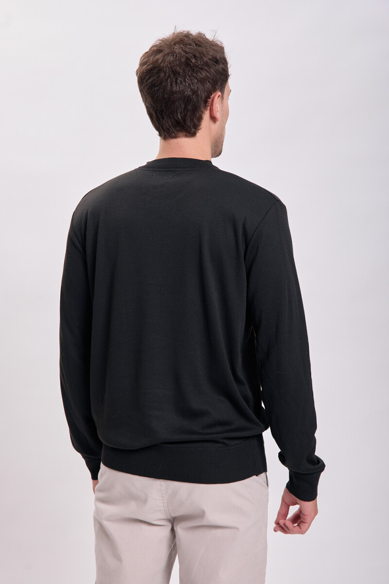 Buzo punto básico cuello redondo Negro