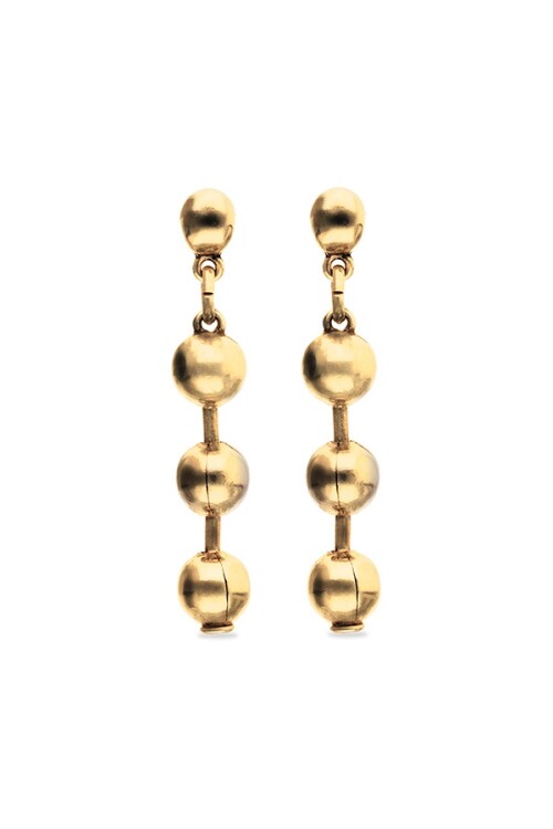 PENDIENTES LARGOS DE BOLAS DE ALEACIÓN DE METALES BAÑADOS EN ORO 18K Pendiente