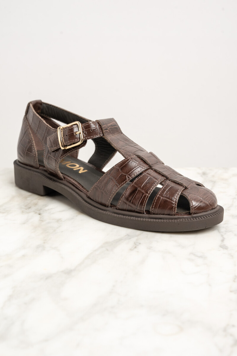 Cangrejera Cuero Croco Marrón