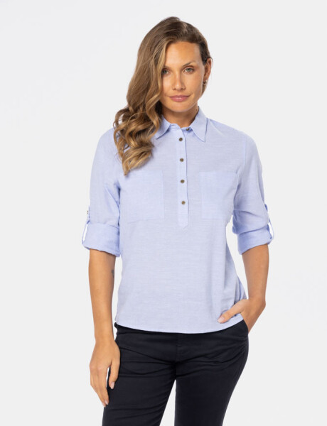CAMISA DE LINO MEDIO BOTÓN Lila