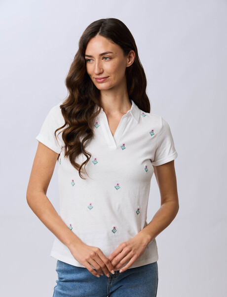 REMERA POLO BORDADA DE ALGODÓN Blanco
