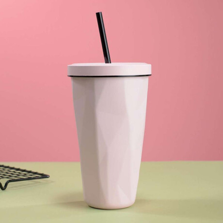 Vaso facetado térmico con sorbito Rosa