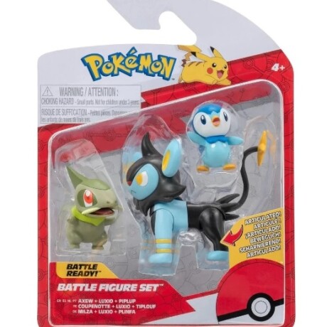 Set Figuras De Batalla X3 Axew + Luxio + Piplup