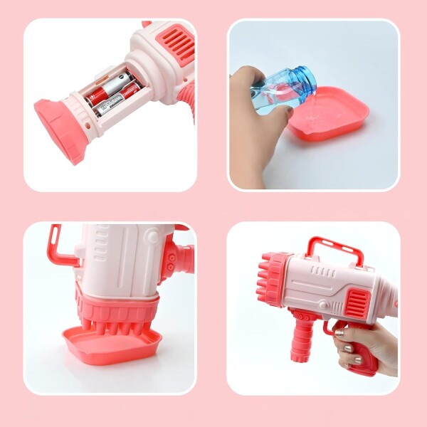 Bazooka Pistola De Burbujas Tik Tok Burbujero Pilas Infantil Variante Color Rosado