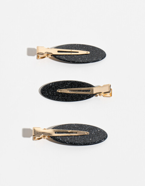 Horquillas Set Glitter Set De Hebillas Backstage Redondas - Negro