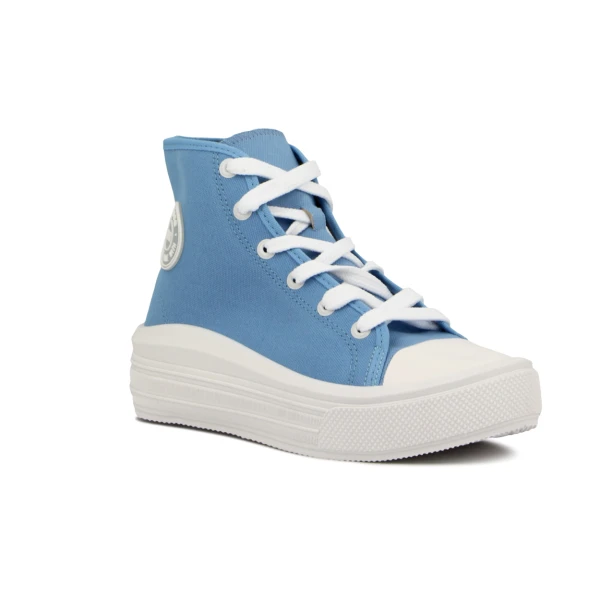 Moleca Bota Casual Lona Acordonado Jean-blanco