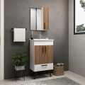 CONJUNTO DE BAÑO MODELO MALAGA COLOR BLANCO/CARVALHO / MUEBLE + BACHA + ESPEJO / 50 CM Conjunto De Baño Modelo Malaga Color Blanco/carvalho / Mueble + Bacha + Espejo / 50 Cm