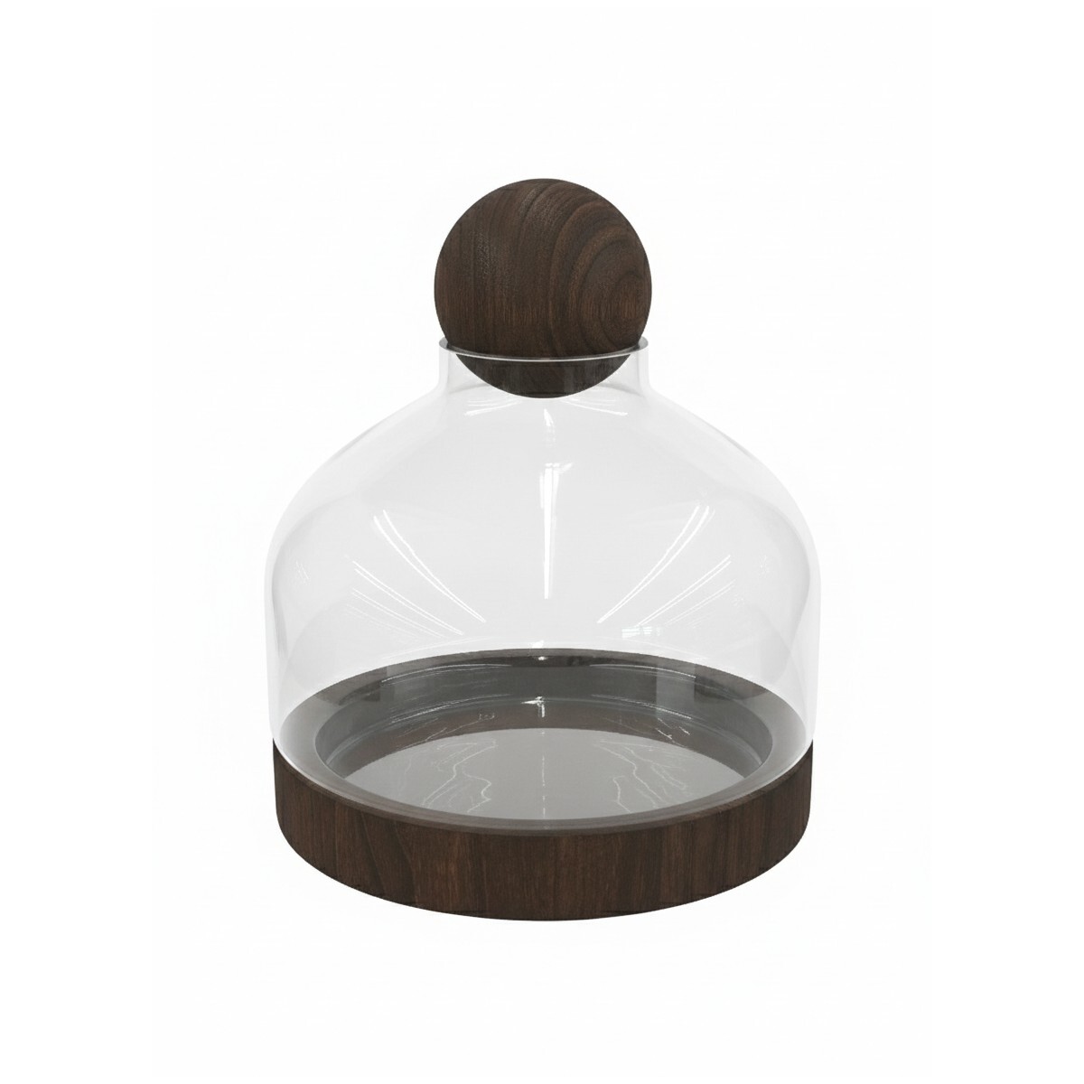 BASE DE VIDRIO C/BASE Y TAPA MADERA 27X33CM 