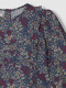 Blusa De Flores Con Tiras Fruncidas Azul Viejo