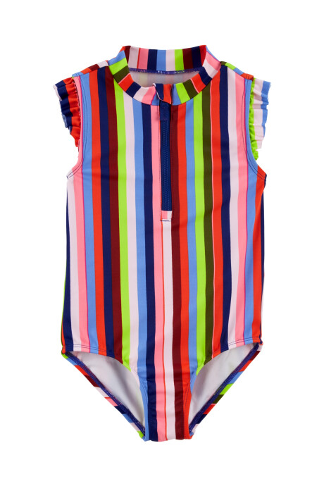 Traje de baño una pieza con upf 50+ diseño a rayas Sin color