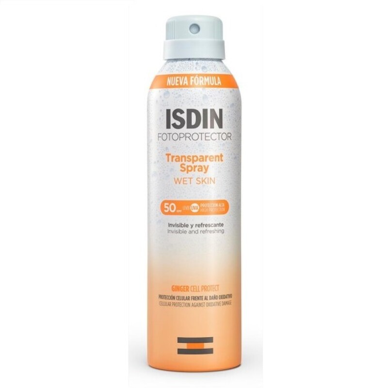 Fotoprotector Isdin Transparent Spray Wet Skin Spf50. 250ml. Fotoprotector Isdin Transparent Spray Wet Skin Spf50. 250ml.