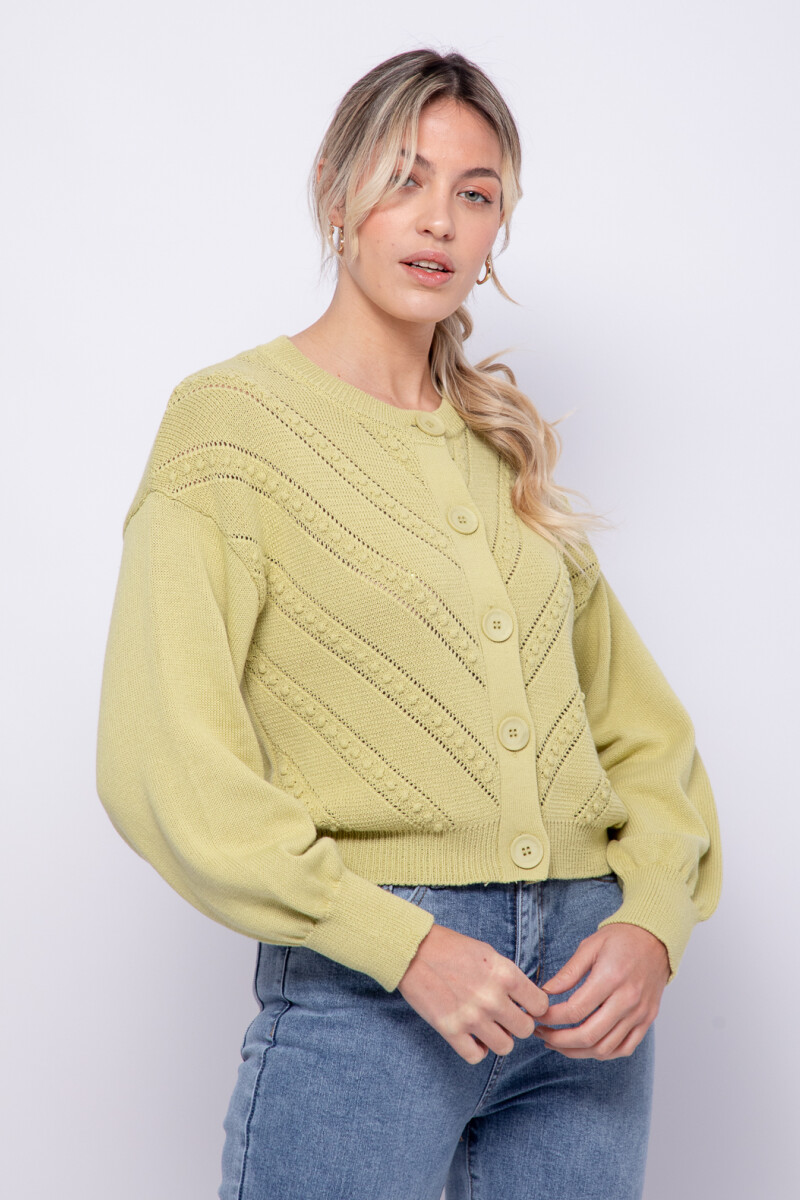 CARDIGAN RIZADO Te Verde