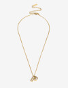 Cadena Corta con Dije Metal Collar Acero Inicial P - Dorado
