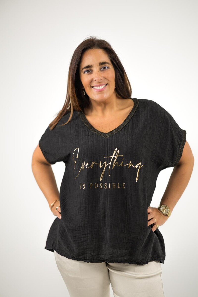 Blusa viscosa con lurex dorado - negro 
