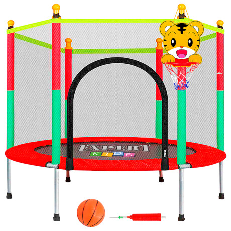 Cama Elástica Trampolín 1.40 + Cobertor + Red + Tablero Basket + Pelota + Inflador Rojo