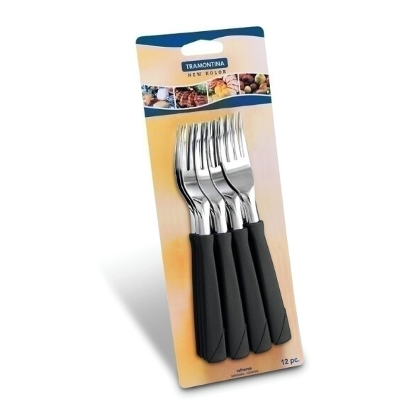 Tenedor de plástico negro, modelo NEW KOLOR, 12 piezas -TRAMONTINA TN7813