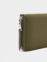Cartera De Textura Suave Con Cierre De Cremallera M verde