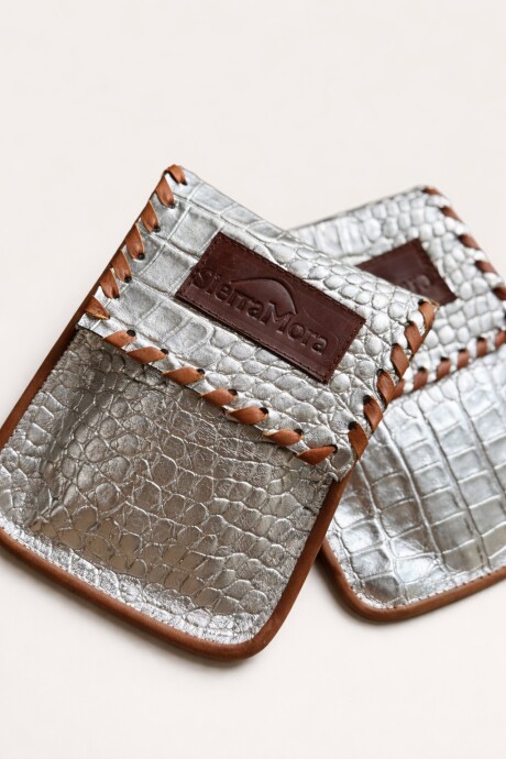 Cel Bag Crocco Plateado