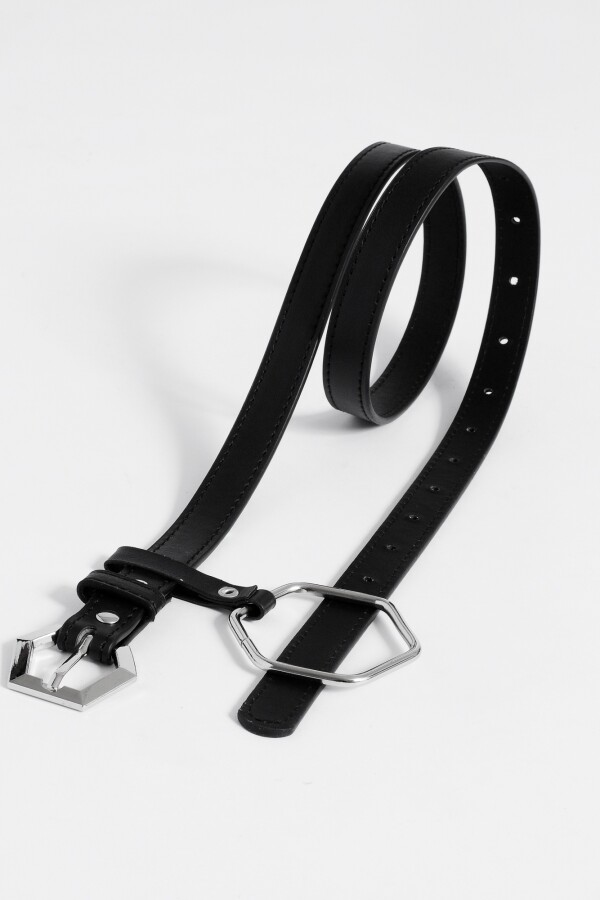 Cinturon hebilla hexagonal negro