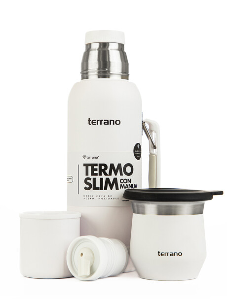 Kit Termo 750ML Con Base De Silicona + Mate Flap Blanco