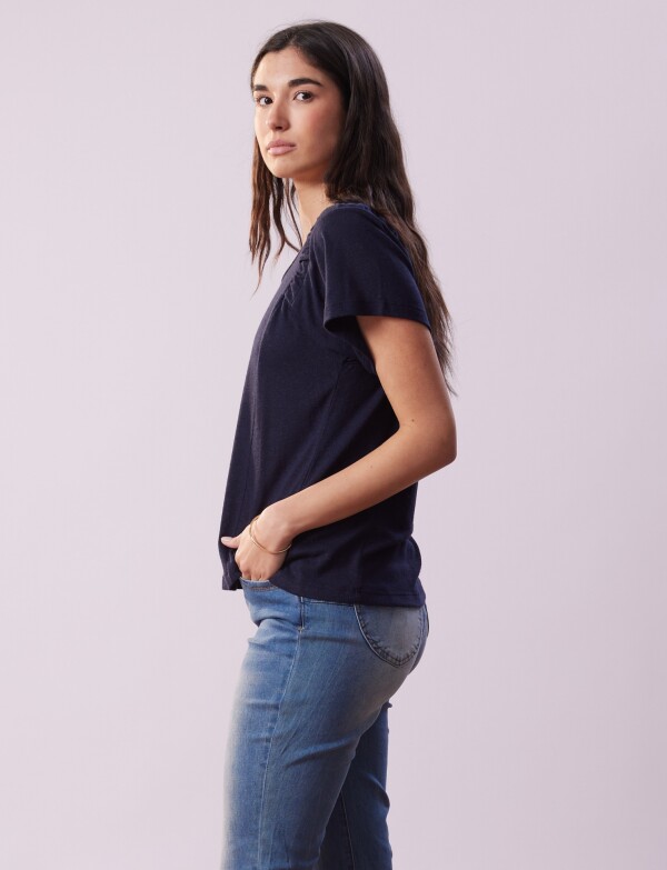 Remera Lino Frunce MARINO