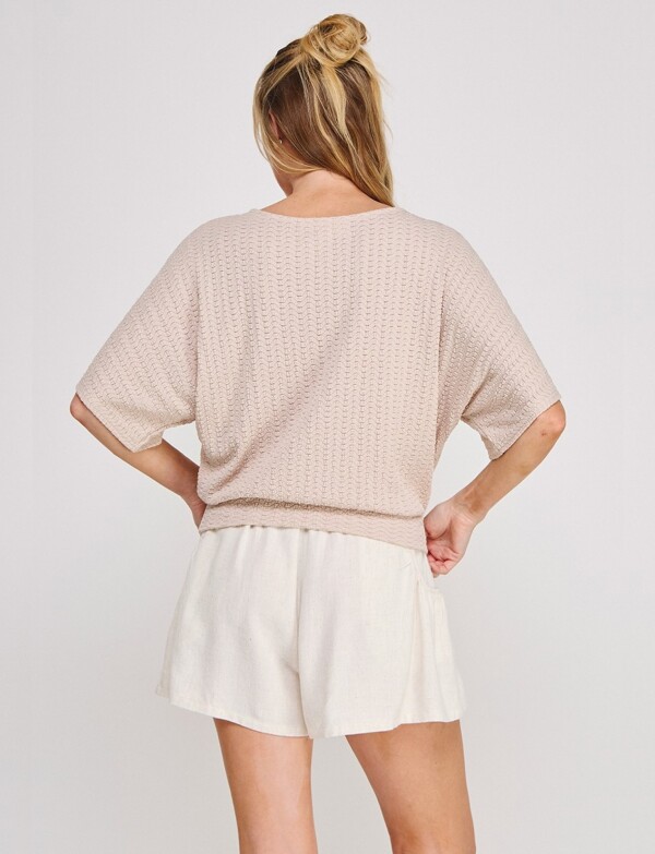 Blusa De Punto Texturado Manga Mariposa BEIGE