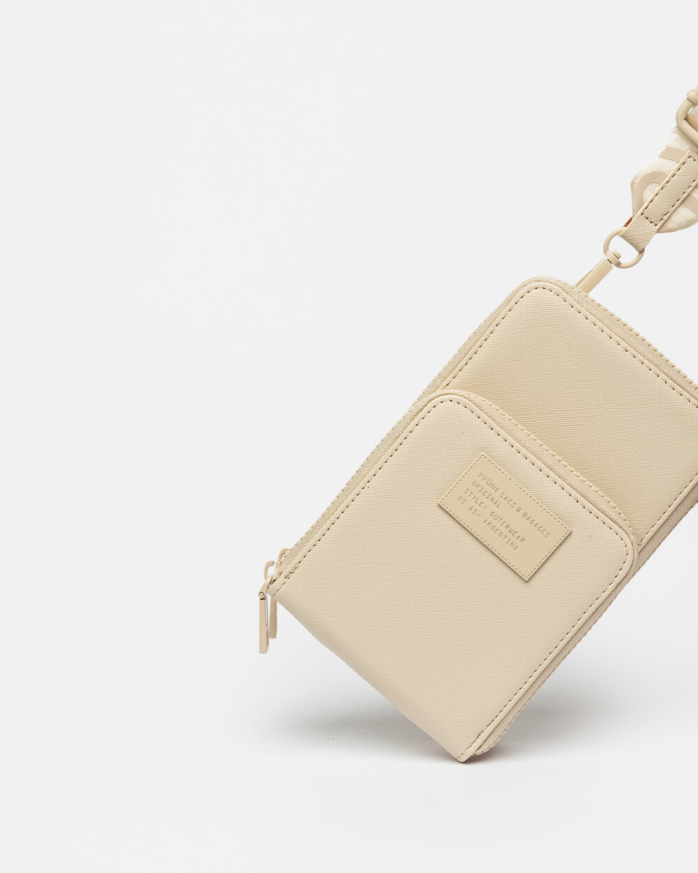 Mini Bag Amy En Efecto Cuero Saffiano Natural