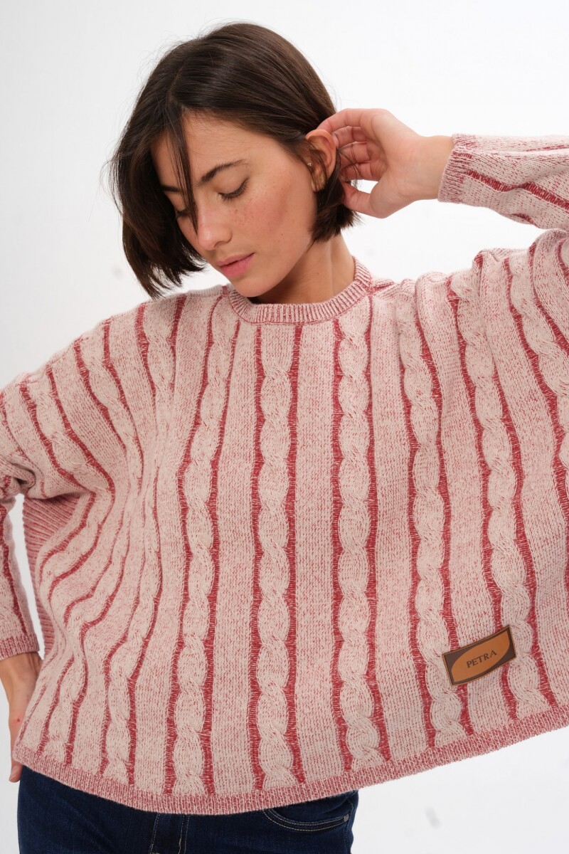 Sweater Oceano Crop Crudo/Bordeaux