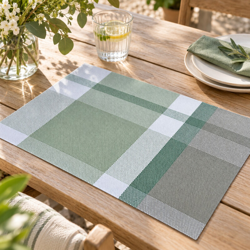 Individual PVC 45x30cm Cuadros Verde