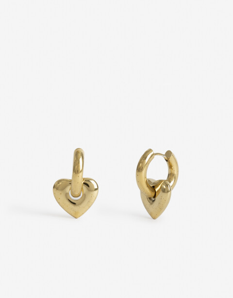 Aros Argollas Metal Argollas De Acero Corazón - Dorado