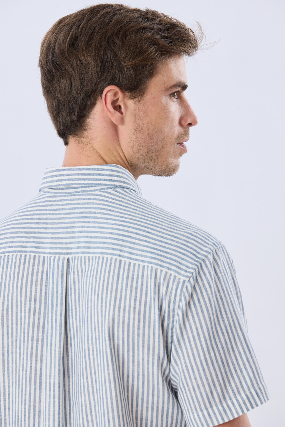 CAMISA RAYADA DE LINO Denim