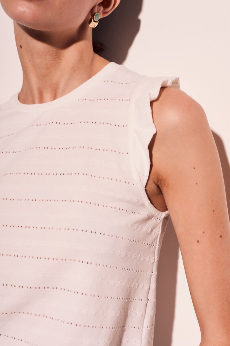 Remera Texturada Manga Tablitas Blanco