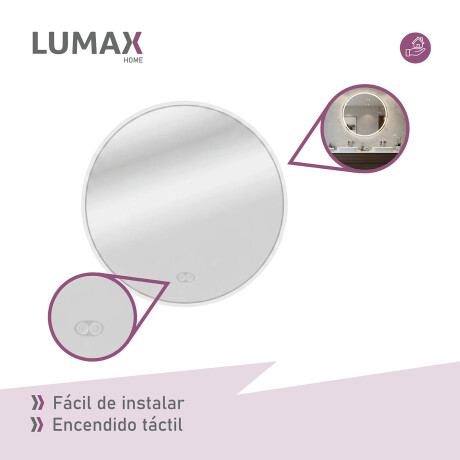 Espejo Lumax Doddy redondo con marco y luz 50cm Blanco
