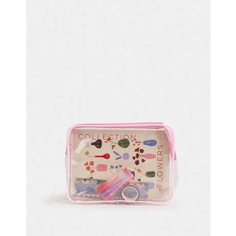 Set De Librería Con Cuaderno A5 En Pouch Combinacion Multicolor