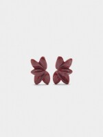 Pendientes De Media Flor burdeos