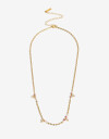 Collares Cortos Piedras Collar De Acero Dorado Con Piedra Natural - Dorado