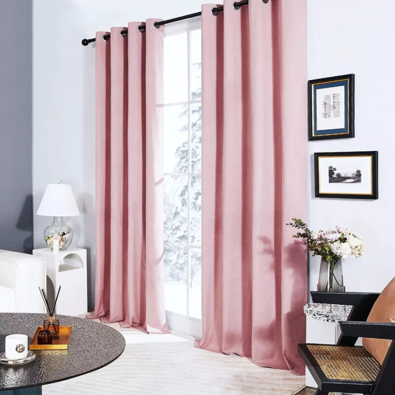 Cortinas Blackout 2 Paños 220cm X 140cm Satinado Calidad Rosa